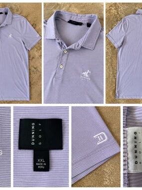 Dunning Golf Men’s Performance Polo XXL – Lavender Stripe